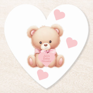 Hjärter för Rosa av nalle Underlägg Papper