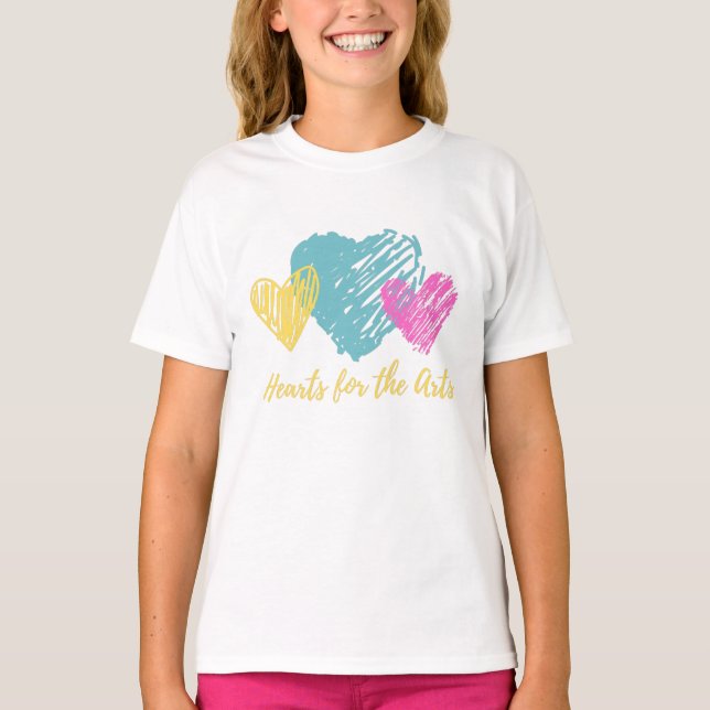 Hjärter för Rosa och Gult T Shirt (Framsida)