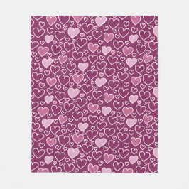 Hjärter för rosa och Lila Fleecefilt