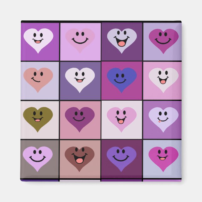 Hjärter för rosa och Lila Magnet (Framsidan)