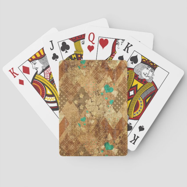 Hjärter för rund grunge Quilt Stars Casinokort (Baksidan)
