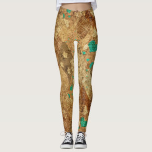 Hjärter för rund grunge Quilt Stars Leggings