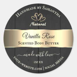 Hjärter för svartklädda produkter av rostfritt trä runt klistermärke