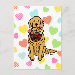 Hjärter för Tecknaden Golden Retriever Vykort