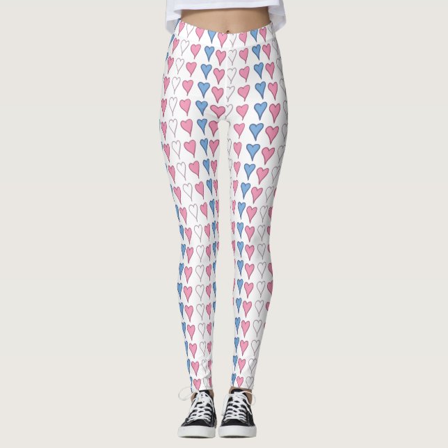 Hjärter för transgent Pride Leggings (Framsida)