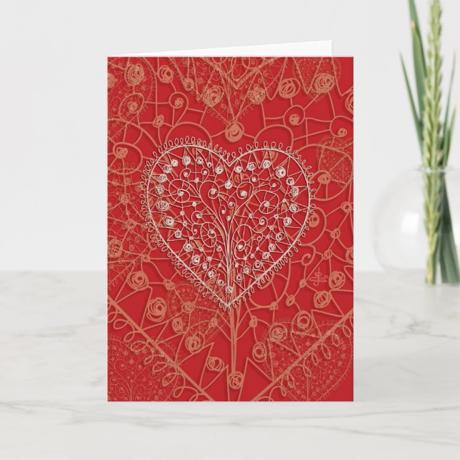 Hjärter från "Antique Snöre", Valentine Card Helgkort (Framsida)