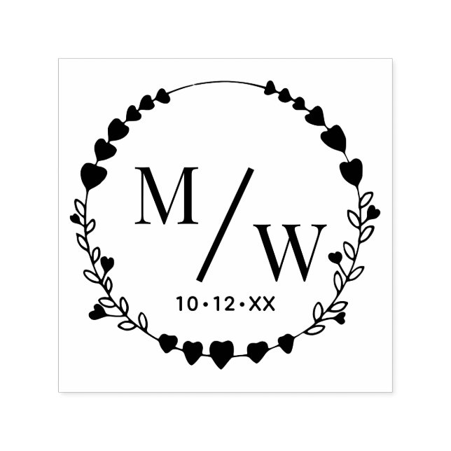Hjärter från par 2 första monogram diag Spacer D Självfärgande Stämpel (Design)