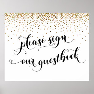 Hjärter & Guld Skriv under vårt Guestbook-tecken Poster