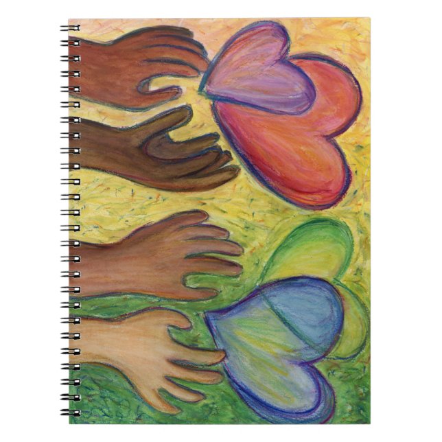Hjärter & Händer Kärlek Diversity Art Art Notebook Anteckningsbok (Framsidan)
