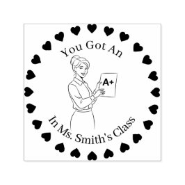 Hjärter i en cirkel, kvinnliga lärare A+ Självfärgande Stämpel