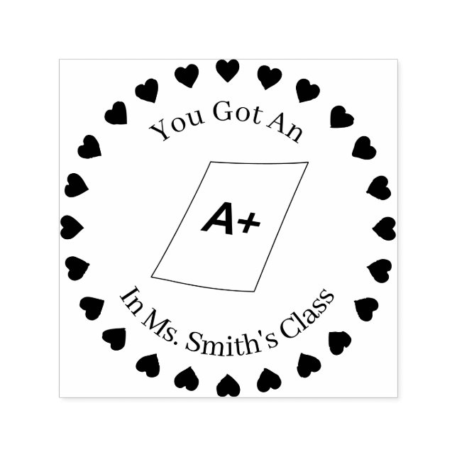 Hjärter i en cirkel, Lärare A+ Självfärgande Stämpel (Design)