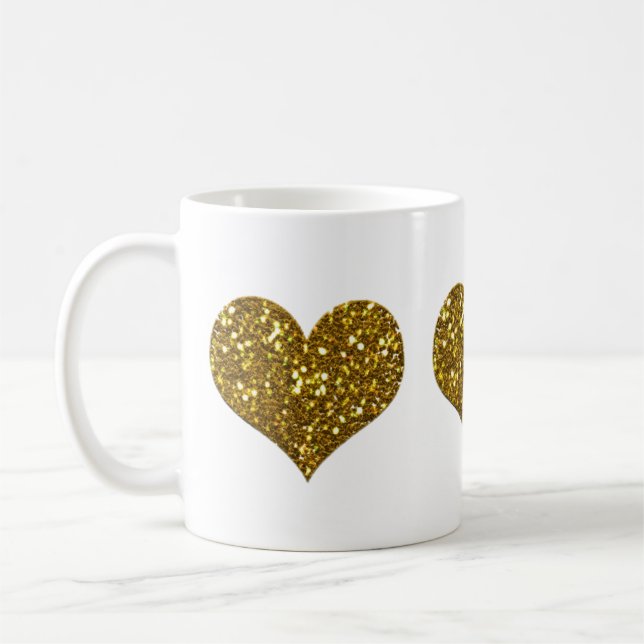 Hjärter i Guld Glitter Kaffemugg (Vänster)