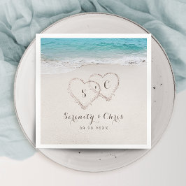 Hjärter i sandstranden pappersservett