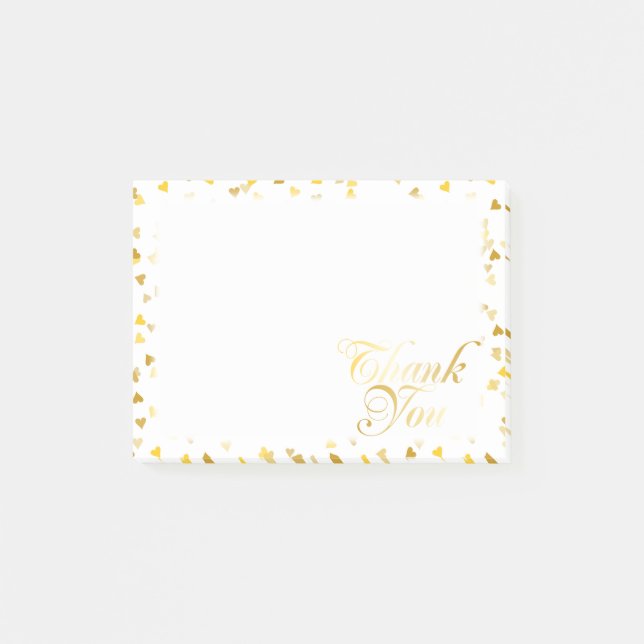 Hjärter i Tack Guld Post-it Block (Framsida)