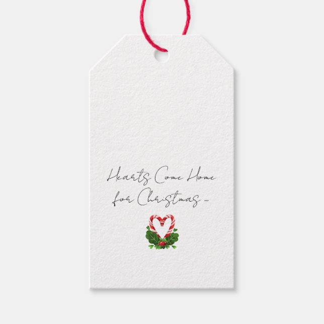 Hjärter Kom Home For jul Helgdagars Candycane Presentetikett (Framsidan)