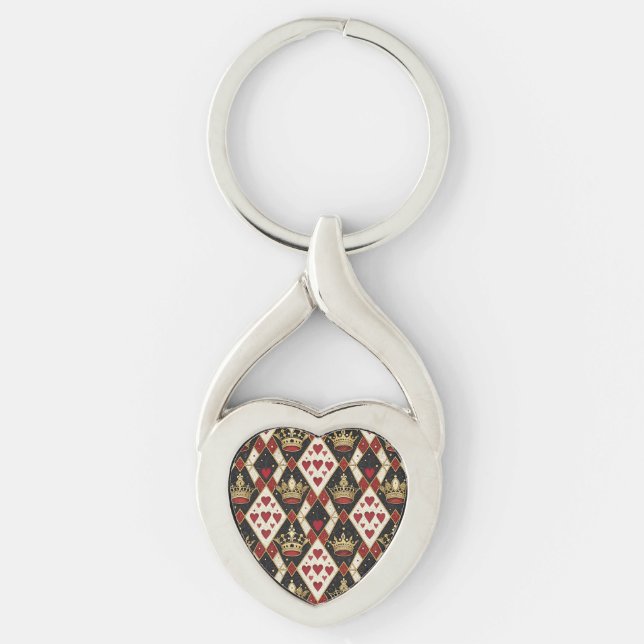 Hjärter Kung & Drottning Twisted Heart Silverfärgad Nyckelring (Framsidan)