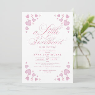 Hjärter Liten Älskling Flick Baby Shower Inbjudningar