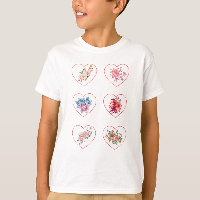 Hjärter med blommor t shirt (Framsida)