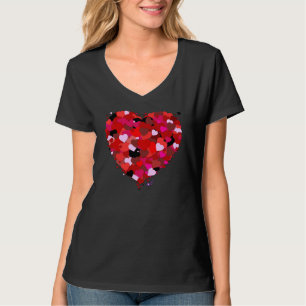 Hjärter med flera Färgader Nano Black V-Nacke T-Sh T-shirt