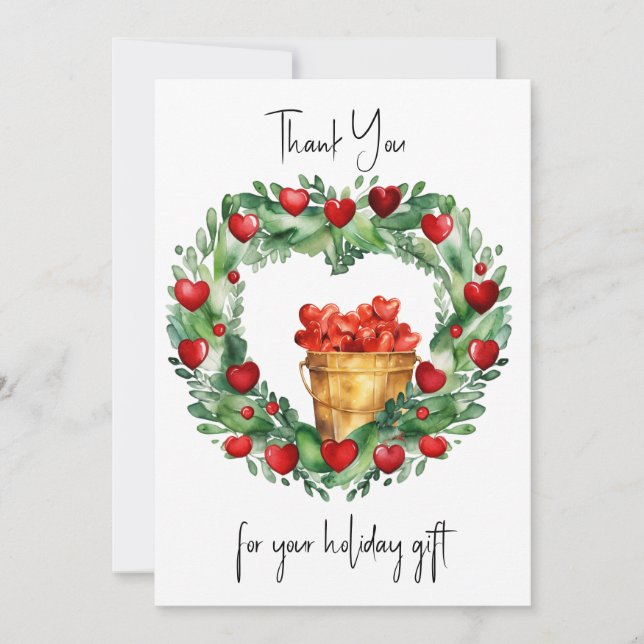 Hjärter mot en andedräkt i Röd och Guld Julkort (Framsida)