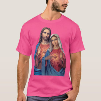 Hjärter mot Jesus och Mary mycket nära varandra (T T Shirt