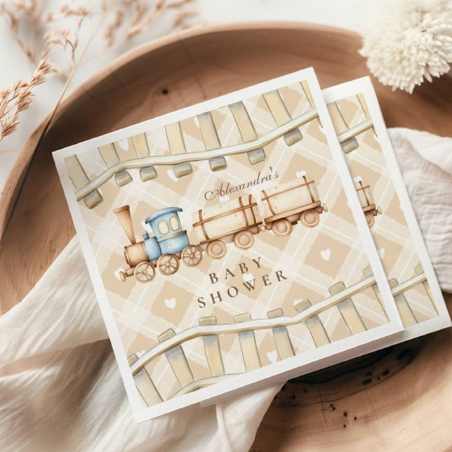 Hjärter Neutralt Vattenfärgsskugga för Tåg-babyklä Pappersservett (Skapare uppladdad)