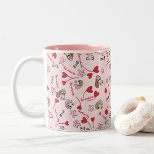 Hjärter och Basset Hounds Mönster Design Två-Tonad Mugg