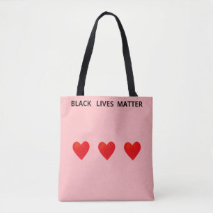 Hjärter och Black Lives Matter-text på korallrosa Tygkasse