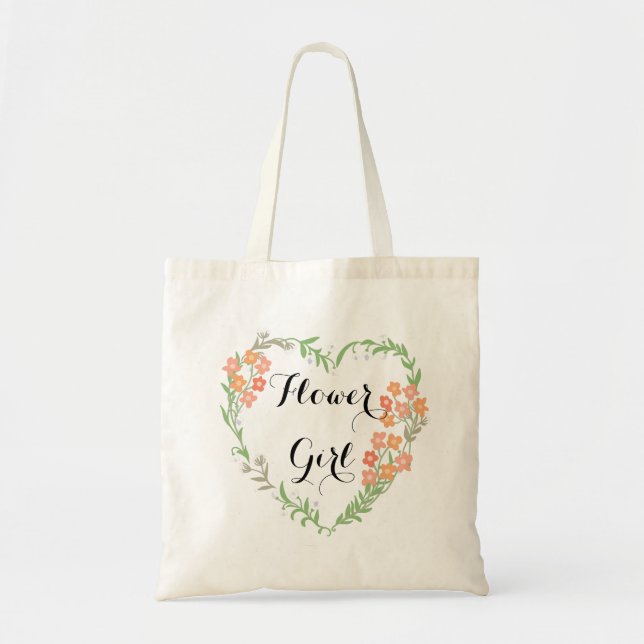 Hjärter och Blommar Flower Girl Tote Bag Tygkasse (Framsidan)