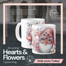 Hjärter och blommor Gnome Keramik Mugg