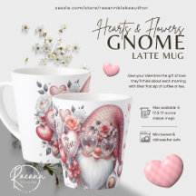 Hjärter och blommor Gnome Latte-mugg
