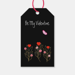 Hjärter och blommor presentetikett