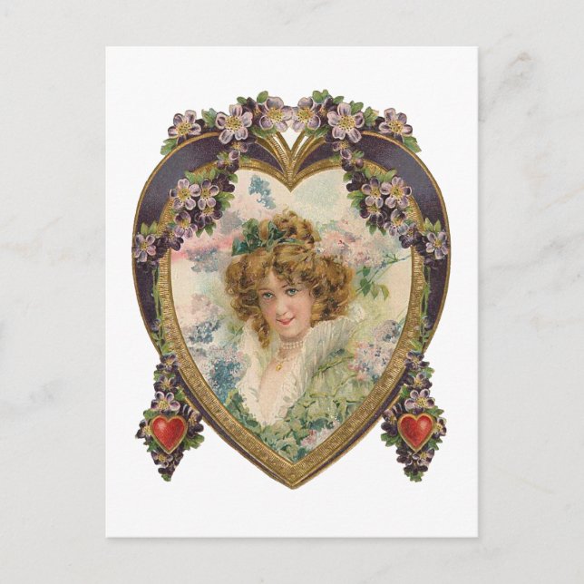 Hjärter och blommor, raring vykort (Framsida)