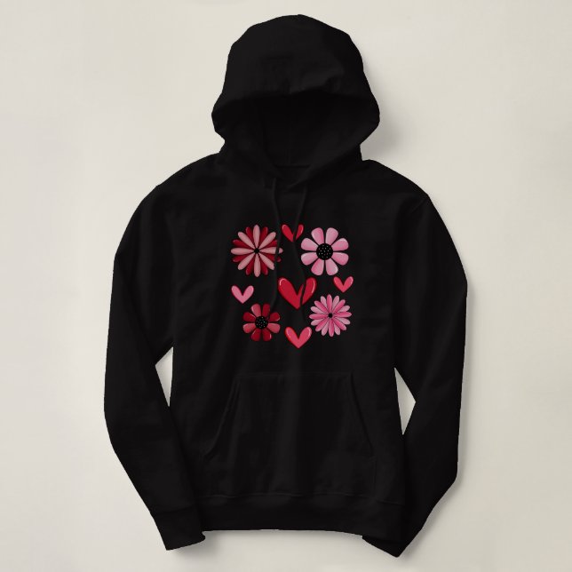 Hjärter och blommor t shirt (Design framsida)