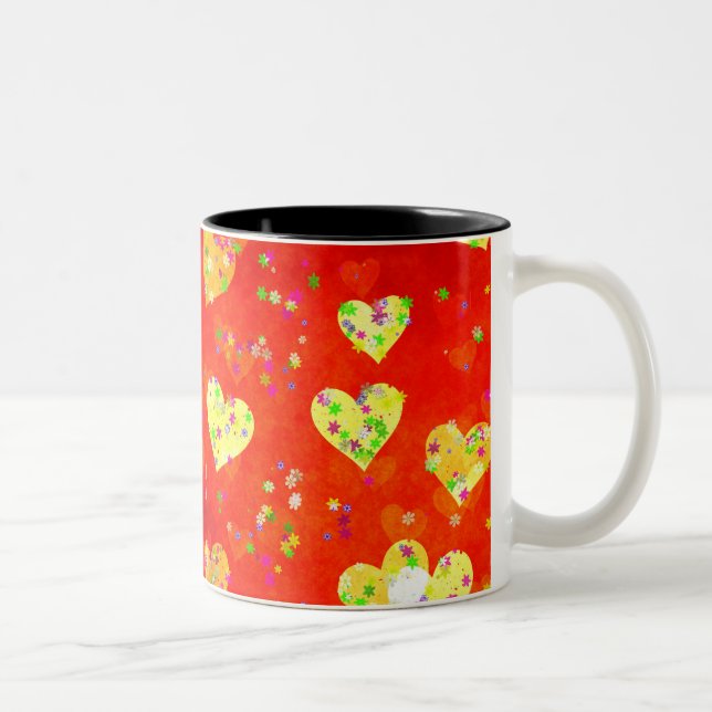 Hjärter och blommor Två-Tonad mugg (Höger)