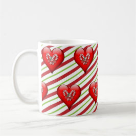 Hjärter och Candy cane jul Kaffemugg