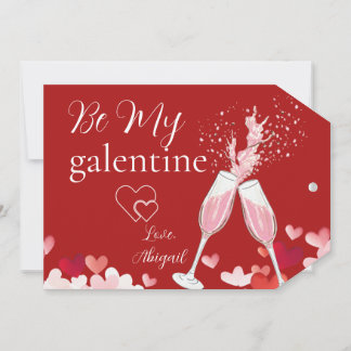 Hjärter och champagne är mitt Galentininekort Julkort