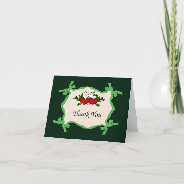 Hjärter och Dove-tackkort Tack Kort (Framsida)