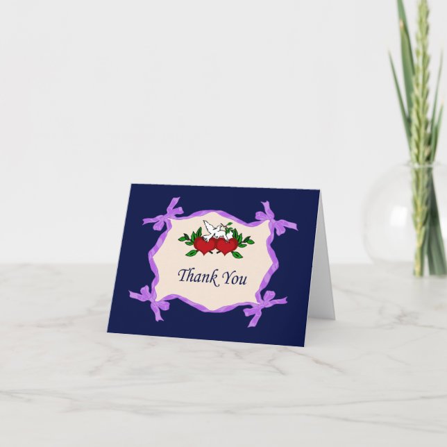 Hjärter och Dove-tackkort Tack Kort (Framsida)