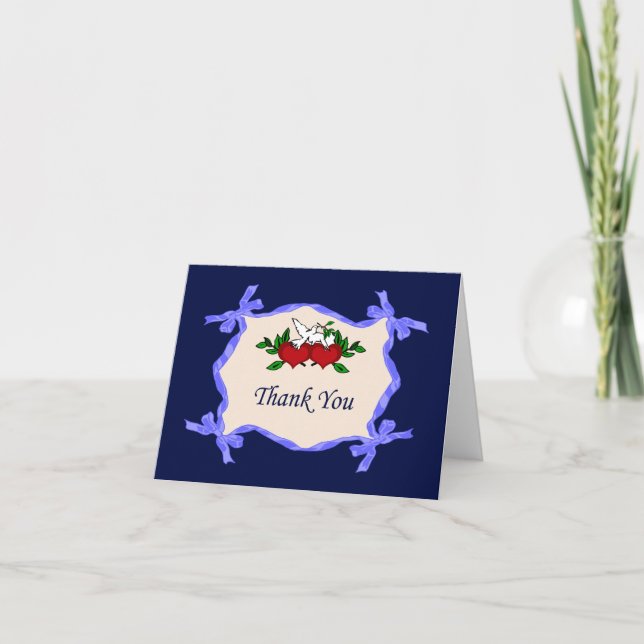 Hjärter och Dove-tackkort Tack Kort (Framsida)