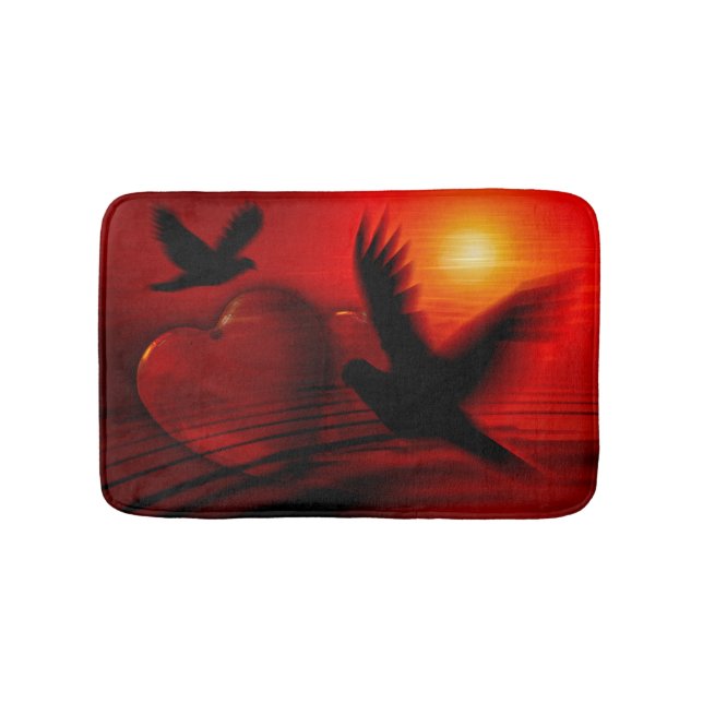 Hjärter och duvor badrumsmatta (Framsidan)