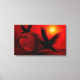 Hjärter och duvor canvastryck