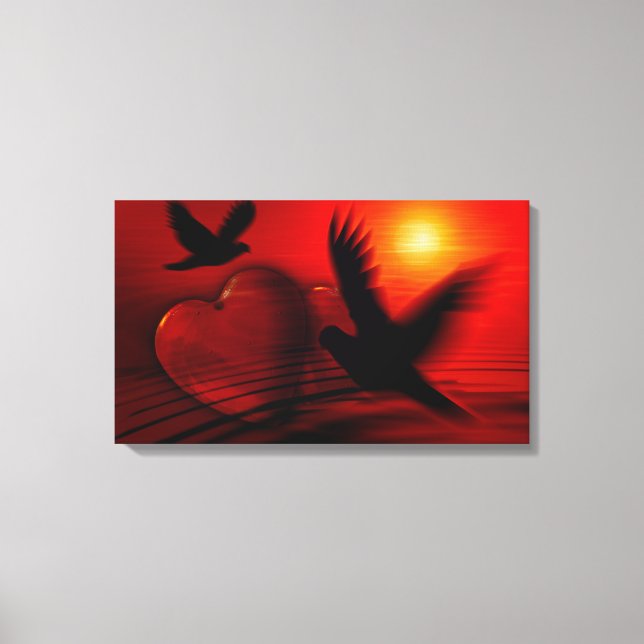 Hjärter och duvor canvastryck (Framsida)