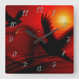 Hjärter och duvor fyrkantig klocka