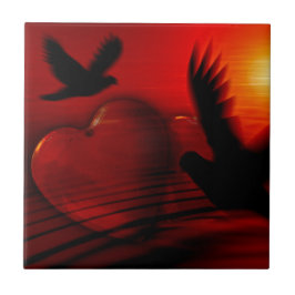 Hjärter och duvor kakelplatta