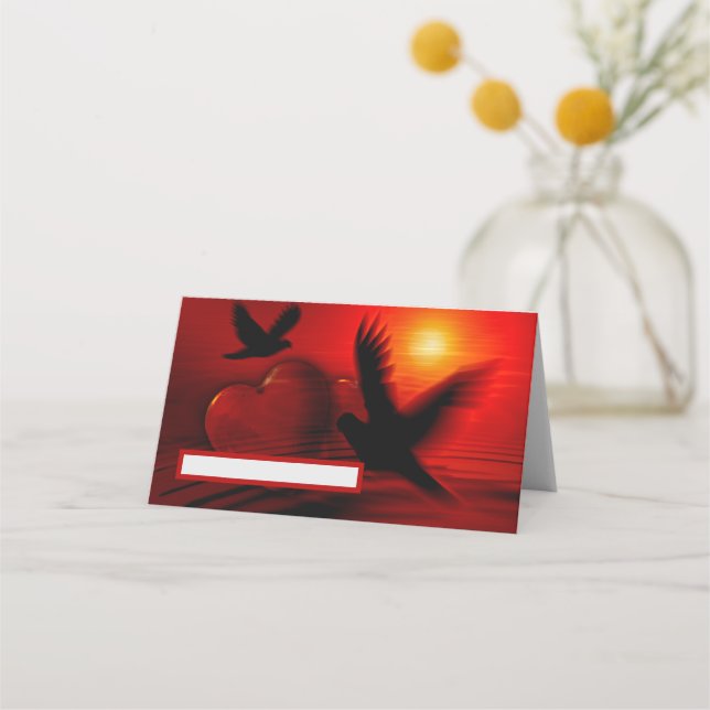 Hjärter och duvor placeringskort (Framsida)