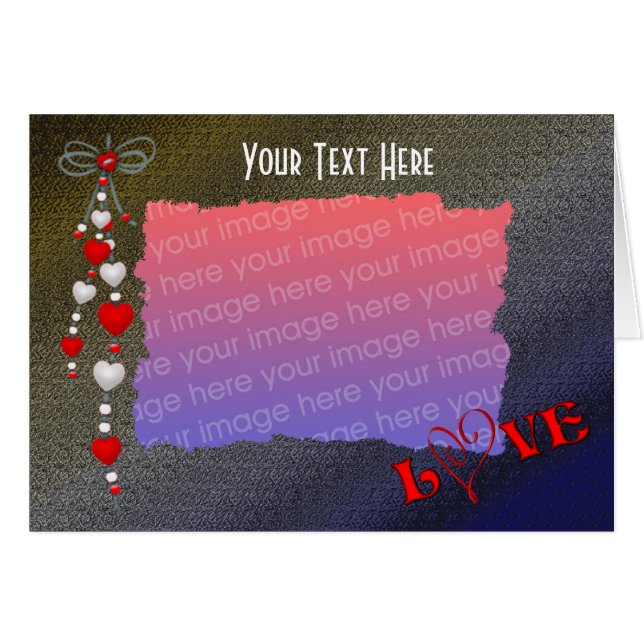 Hjärter och Elegant-foto från Kärlek Hälsningskort (Framsidan Horizontal)