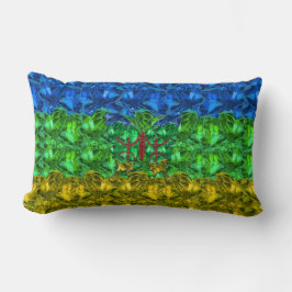 Hjärter och fjäril mot Amazigh flagga Lumbarkudde