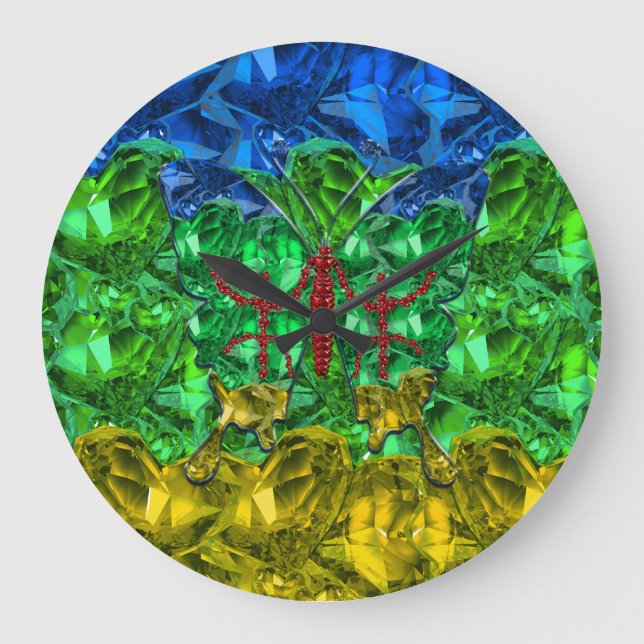 Hjärter och fjäril mot Amazigh flagga Stor Klocka (Framsida)