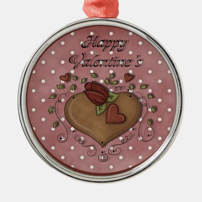 Hjärter och Garland Valentindagen Ornament (Framsidan)